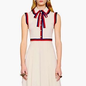 NWT Rare Gucci Red and Blue Ribbon Dress